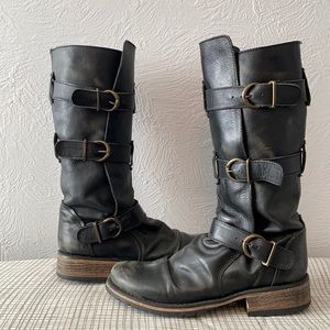 Steve Madden Black Distressed Over the Calf Boot